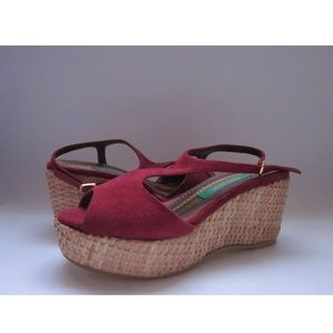 Mink Leopard Sandals Red Suede Leather